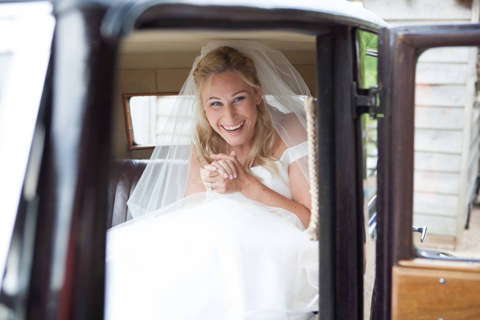 Excitement bride arrives