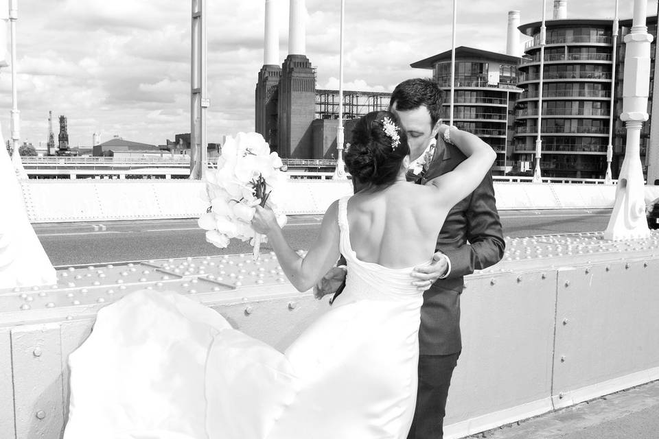 Bride and groom bridge