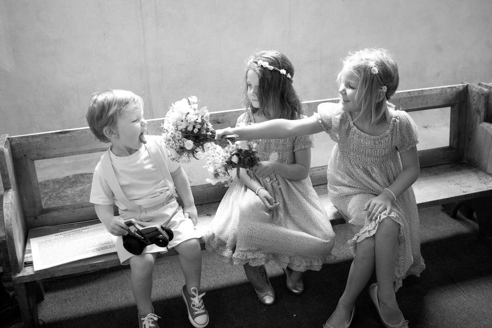 Bridesmaids in the church