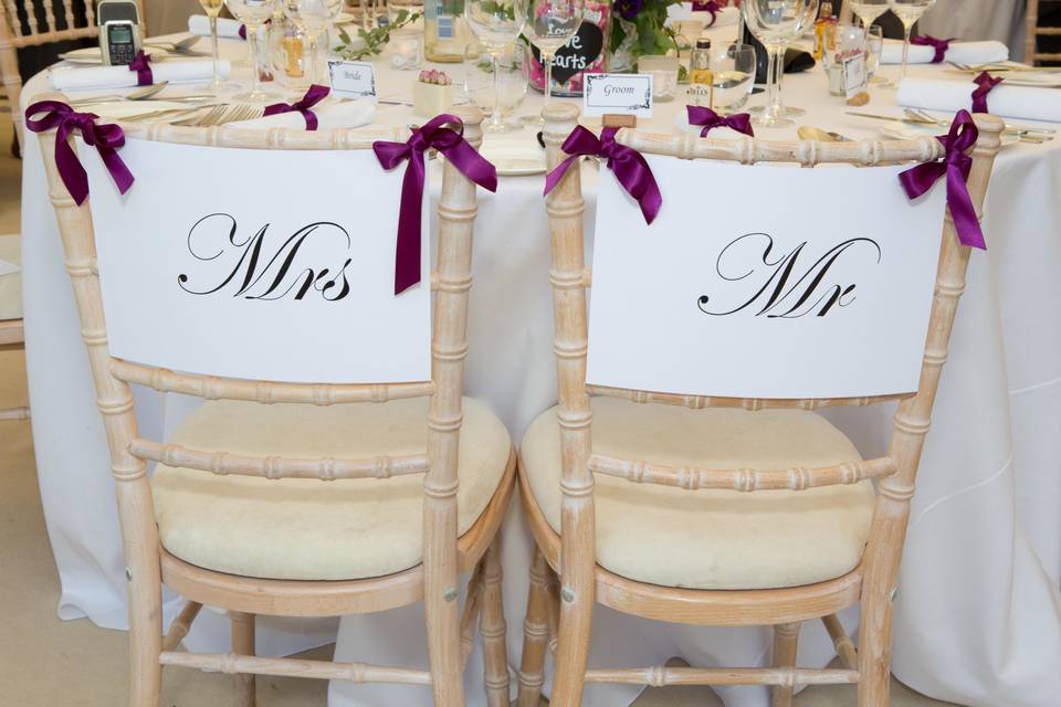 Mr and mrs chairs