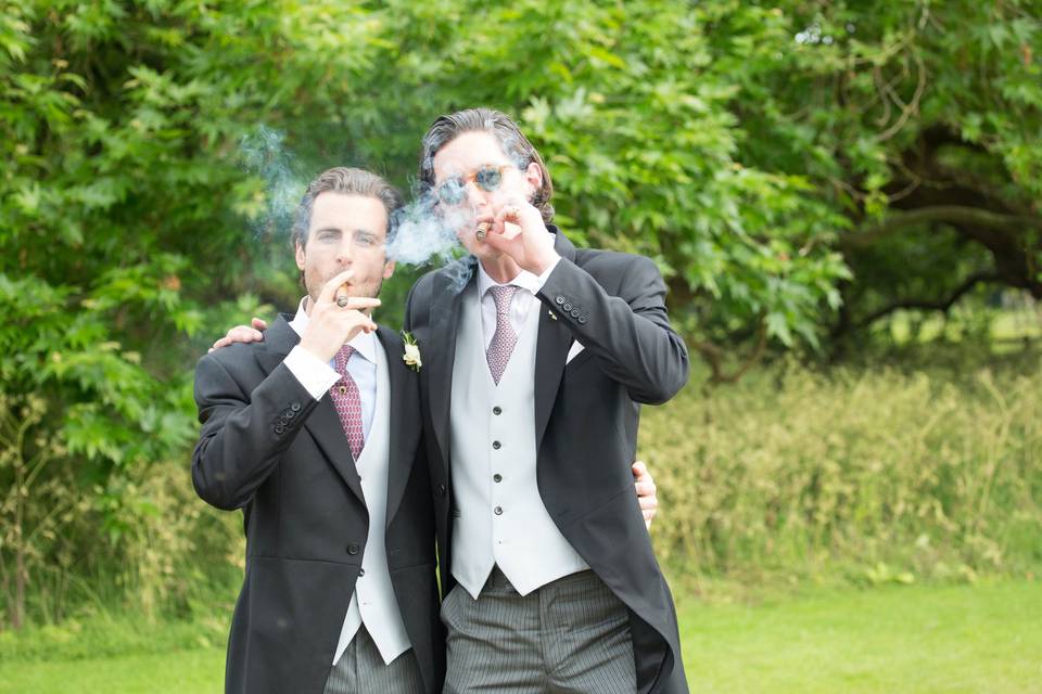 Party men smoking