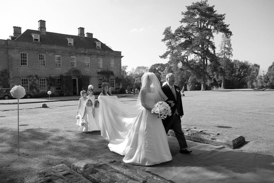 Arriving at the ceremony