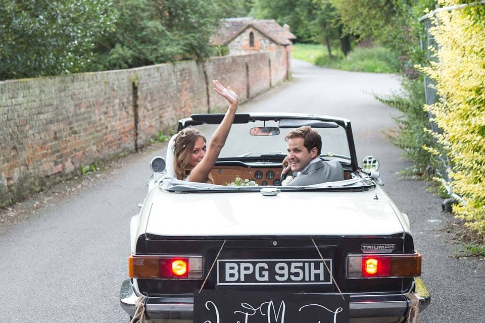 Car bride and groom