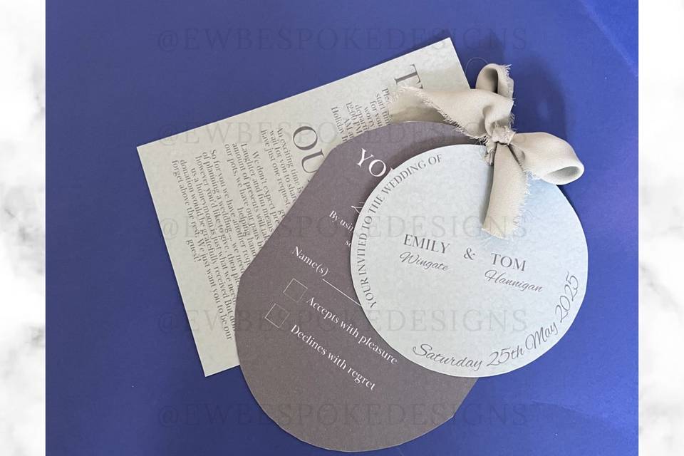 Sage Green ribbon invite set