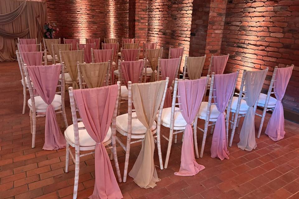 Wedding barn decorated