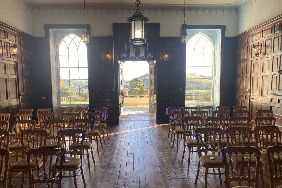 Looking out of the main doors