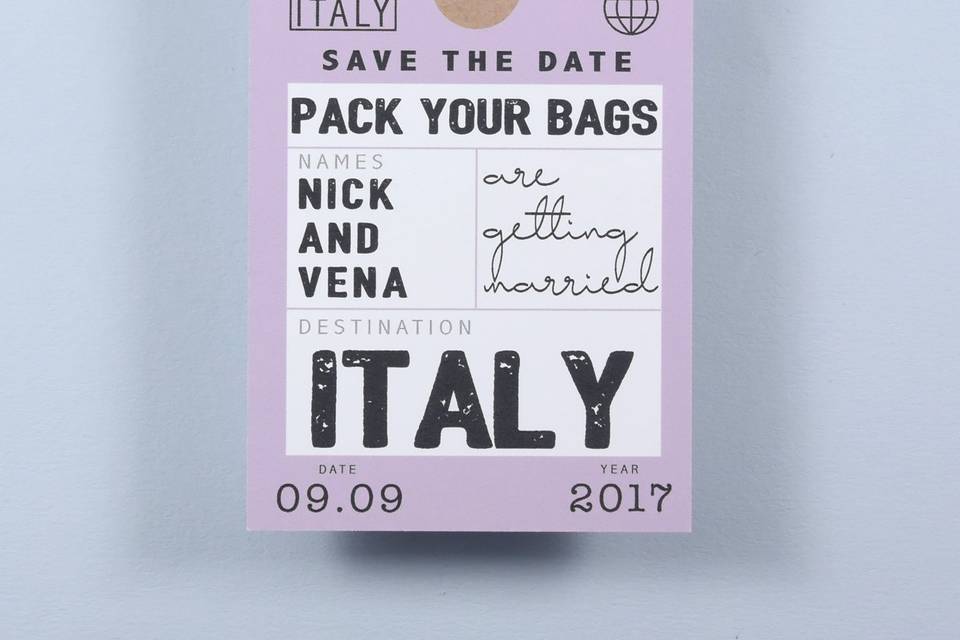 Luggage tag save the date