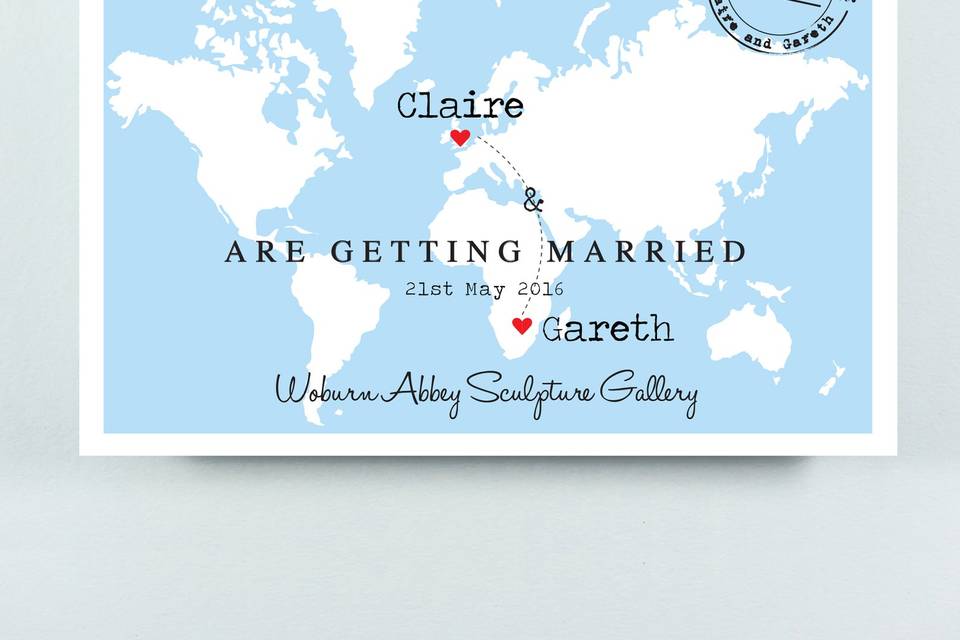 'Claire' - Wedding Map Invite