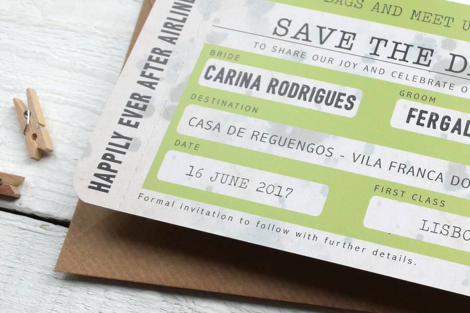 Vintage style boarding pass