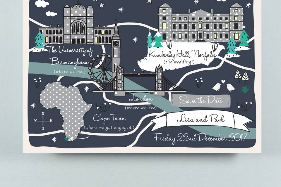 Bespoke map save the date