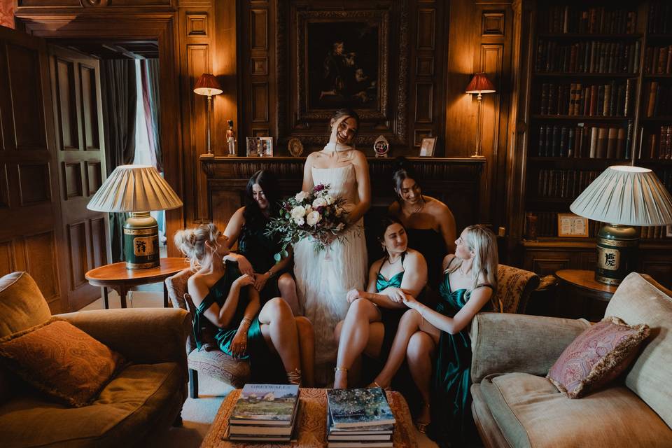 Bridal Party in Library