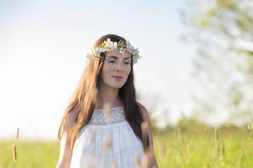 Bride at sunset