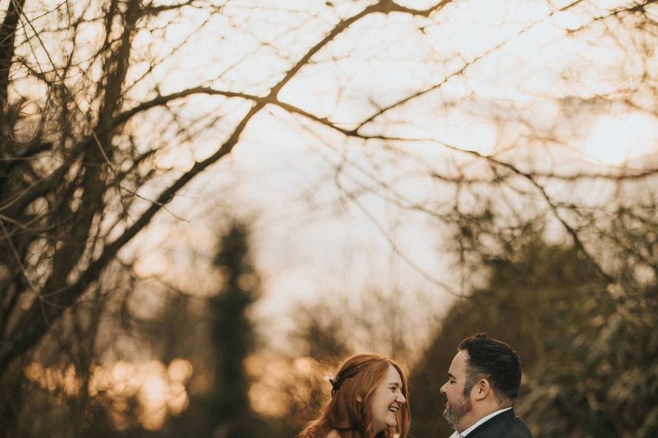 By the lake at sunset