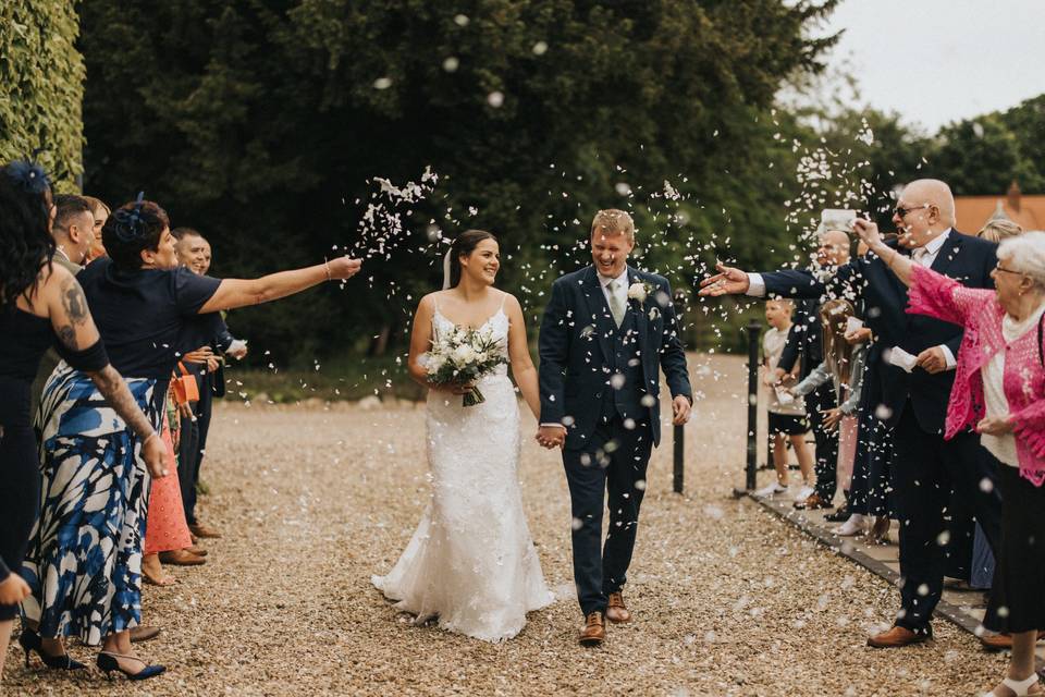 Confetti in the courtyard