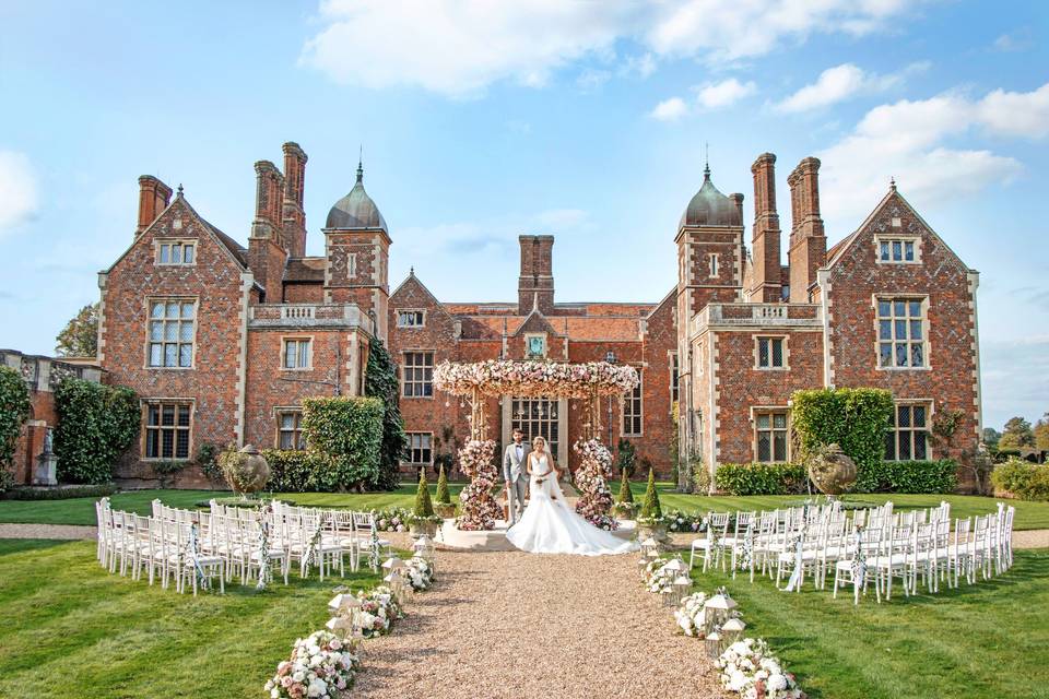 The manicured South Lawn