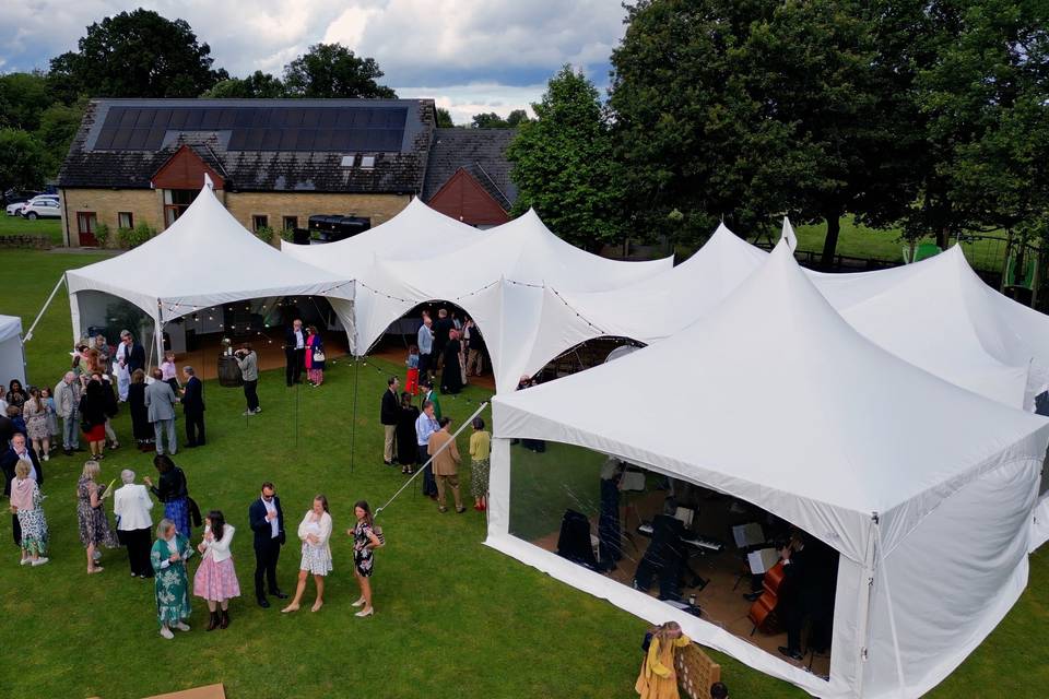 Aerial wedding marquees