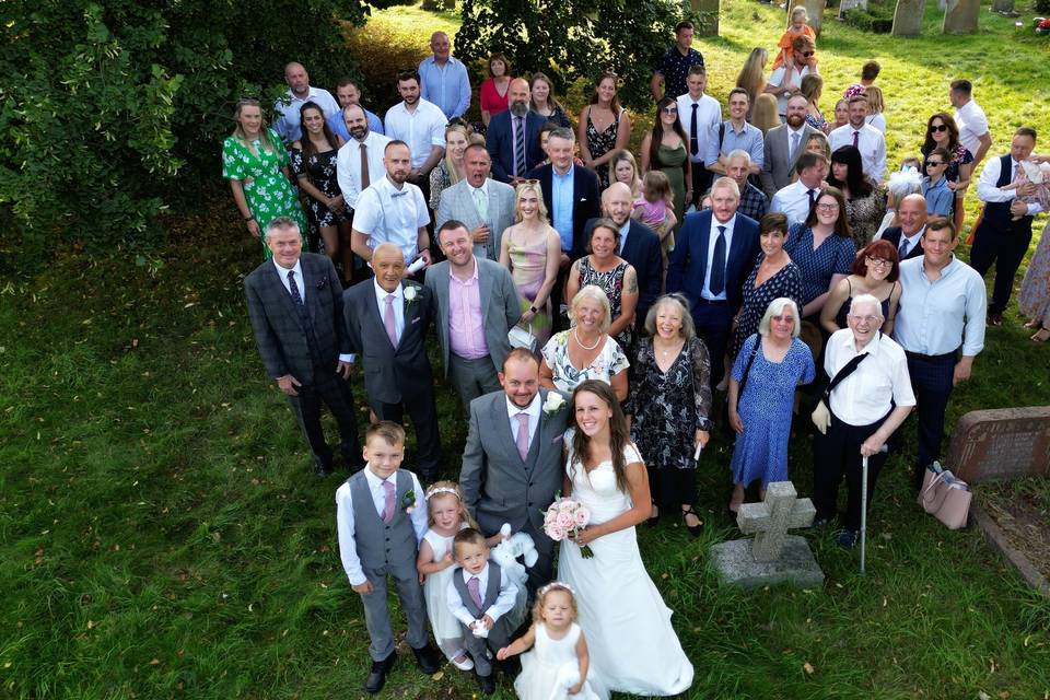 Aerial group wedding