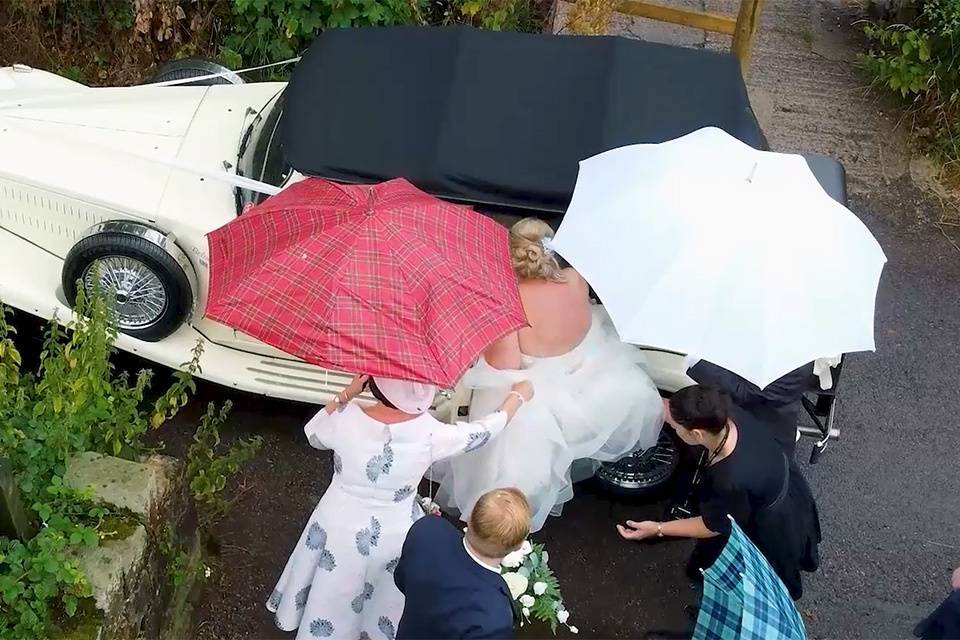 Overhead Shot - Bride Car