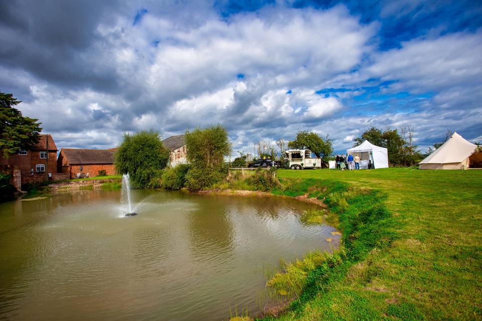 Private lake and fountain