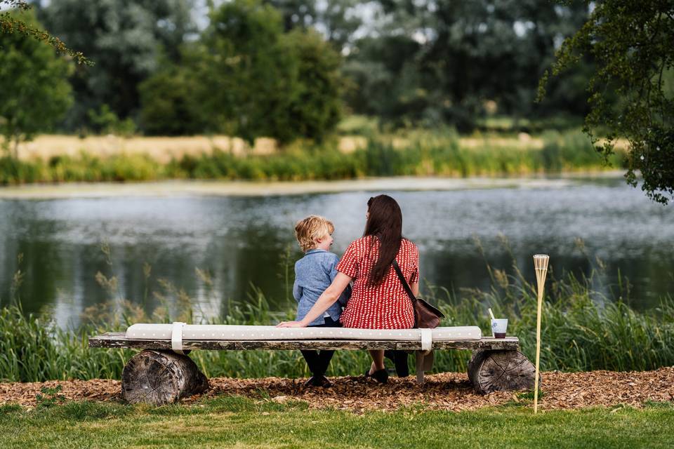 Rustic seating with a view