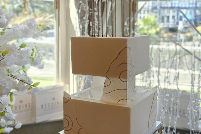 Tall abstract wedding cake