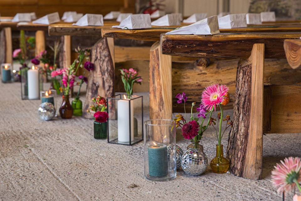 Bud Vases Down Aisle