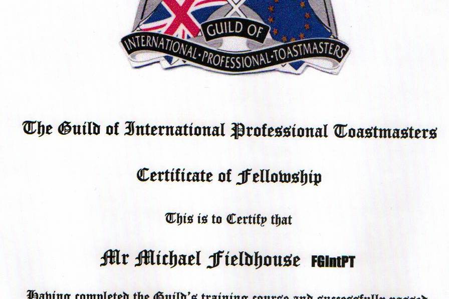 Michael Fieldhouse - Professional Toastmaster & Master of Ceremonies