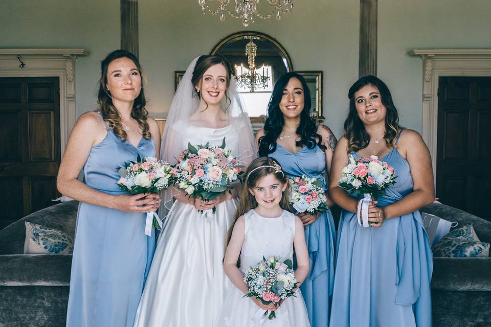 Bride and her bridesmaids