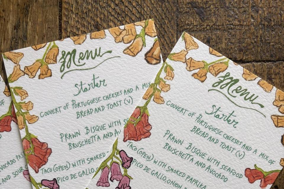 Summer themed menus
