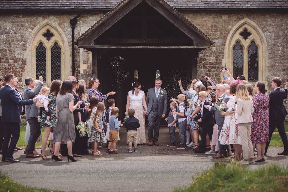 Confetti exit from church