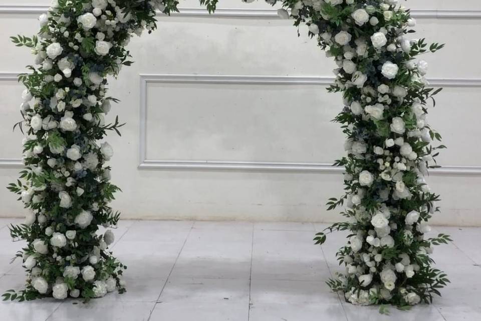 Greenery & white floral arch