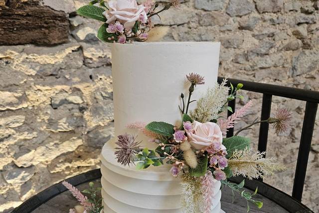 Pink and white cake