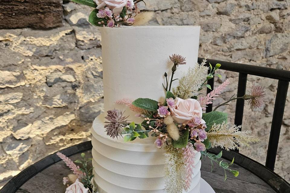 Pink and white cake