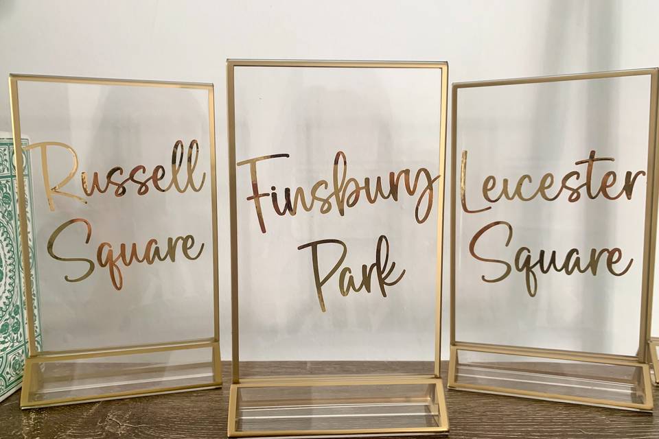 Personalised table signs