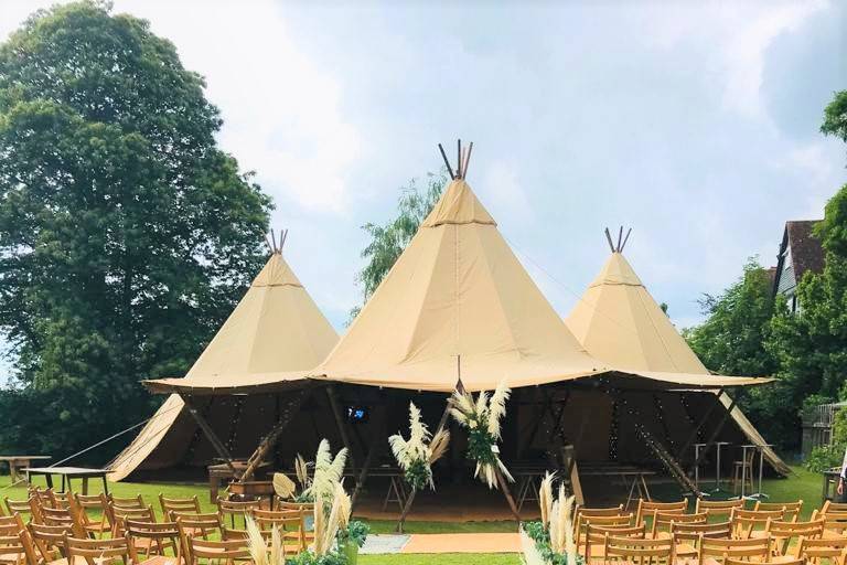 3 tipis in a triangle