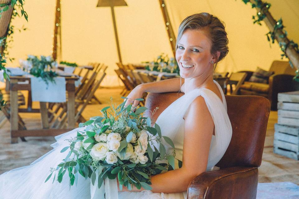 Fairy lights in the marquee