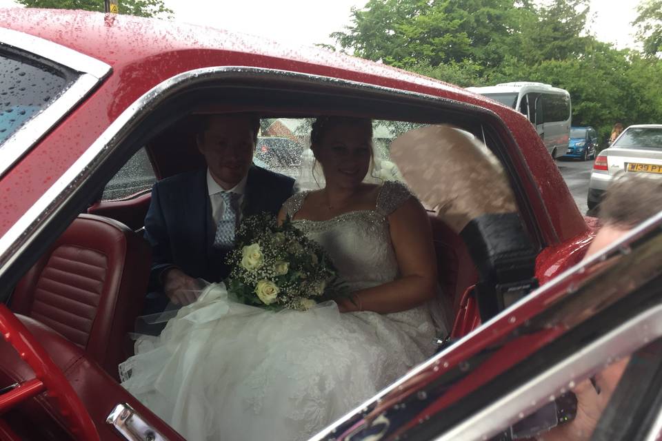 Newly weds in the Mustang