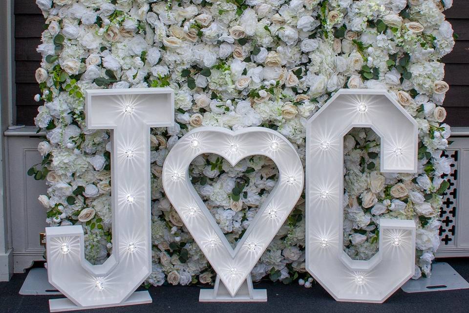 White Letters & Flower Wall