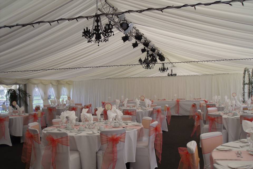 Chair covers & centre pieces