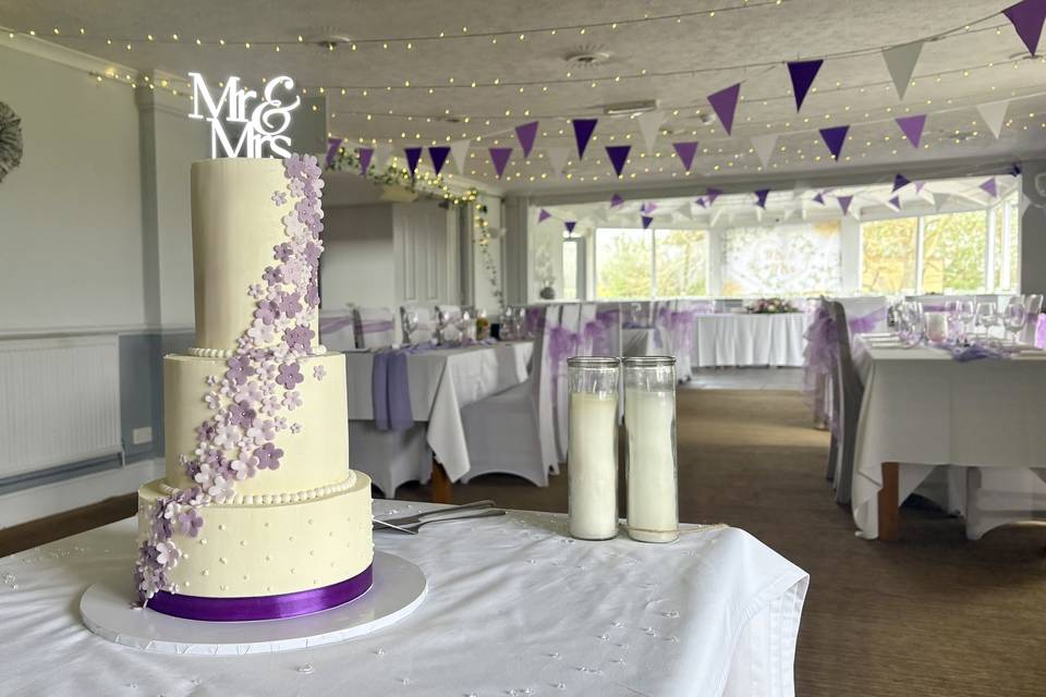 Purple cake at venue