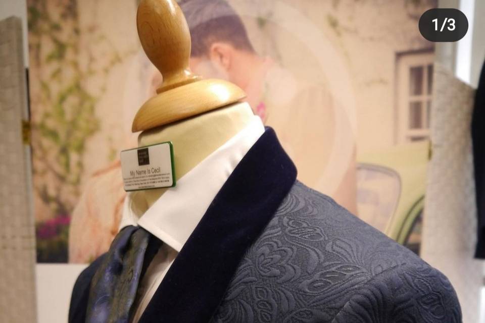 Navy Brocade ladies jacket