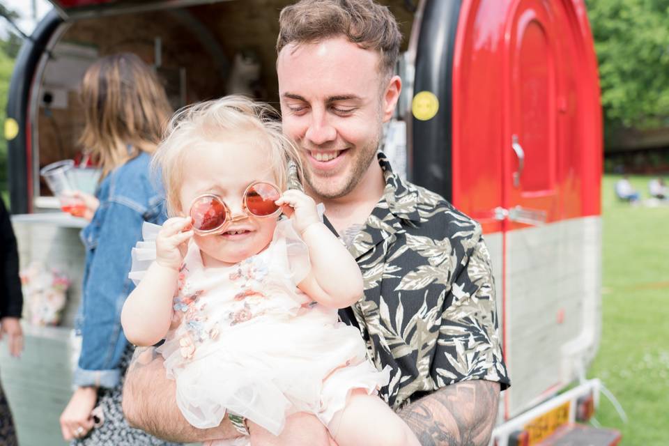 Festival wedding guests