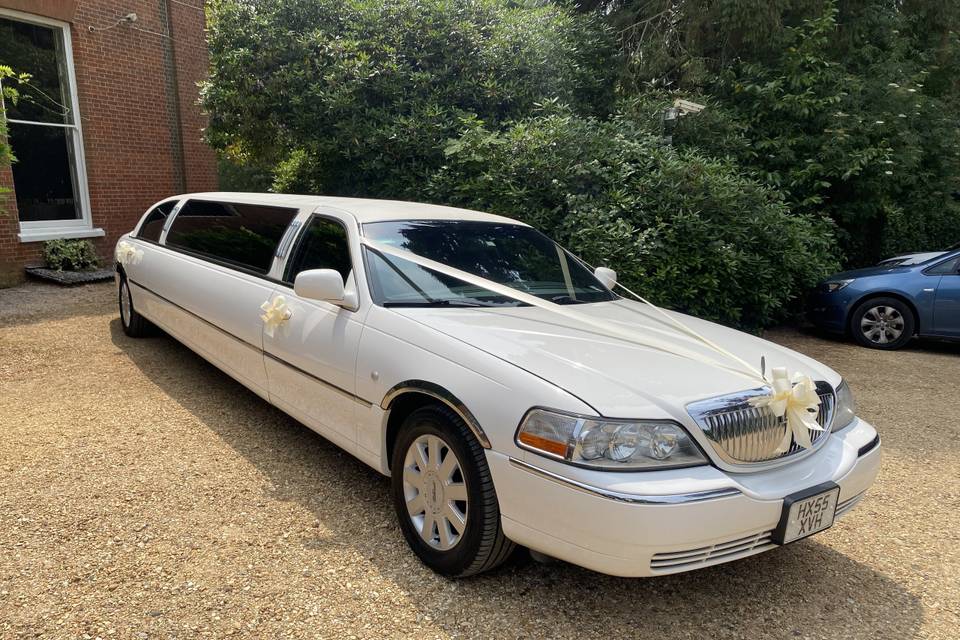 Lincoln limousine in dazzling white