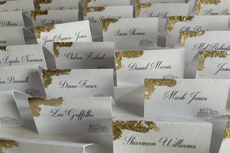 Gold leaf place cards