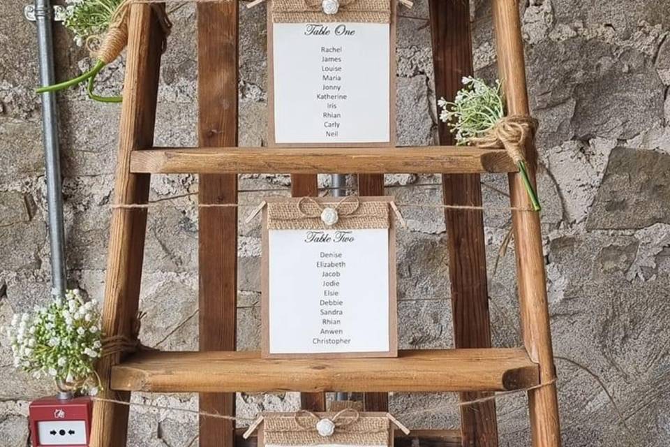 Rustic ladder seating plan