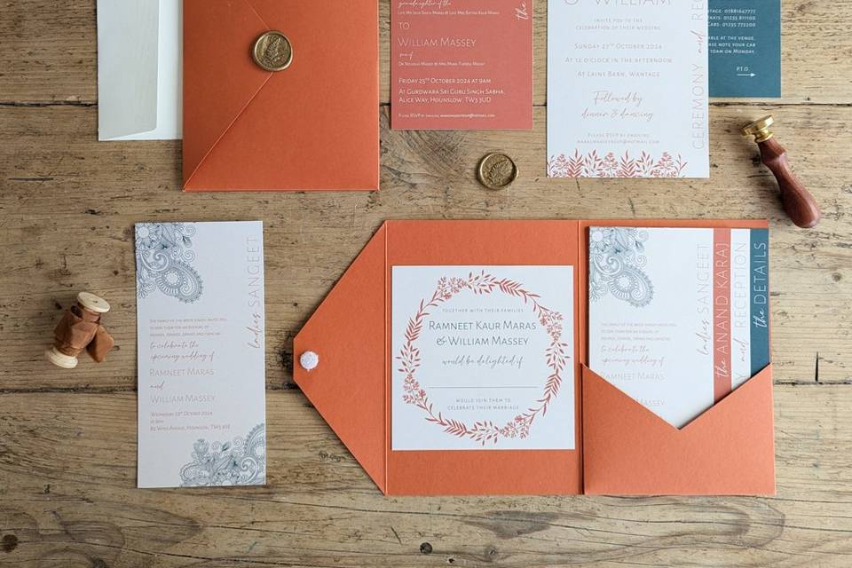 Hindu Fusion Wedding Invite