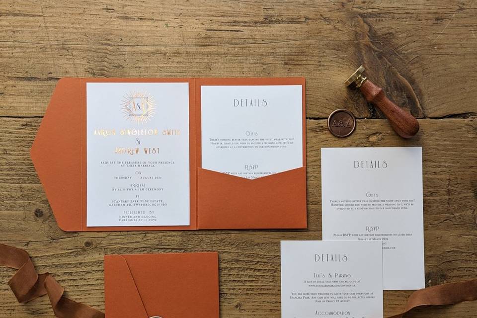 Rust Orange and Copper Invite