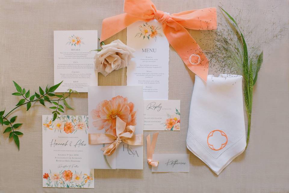 Coral Floral invitation