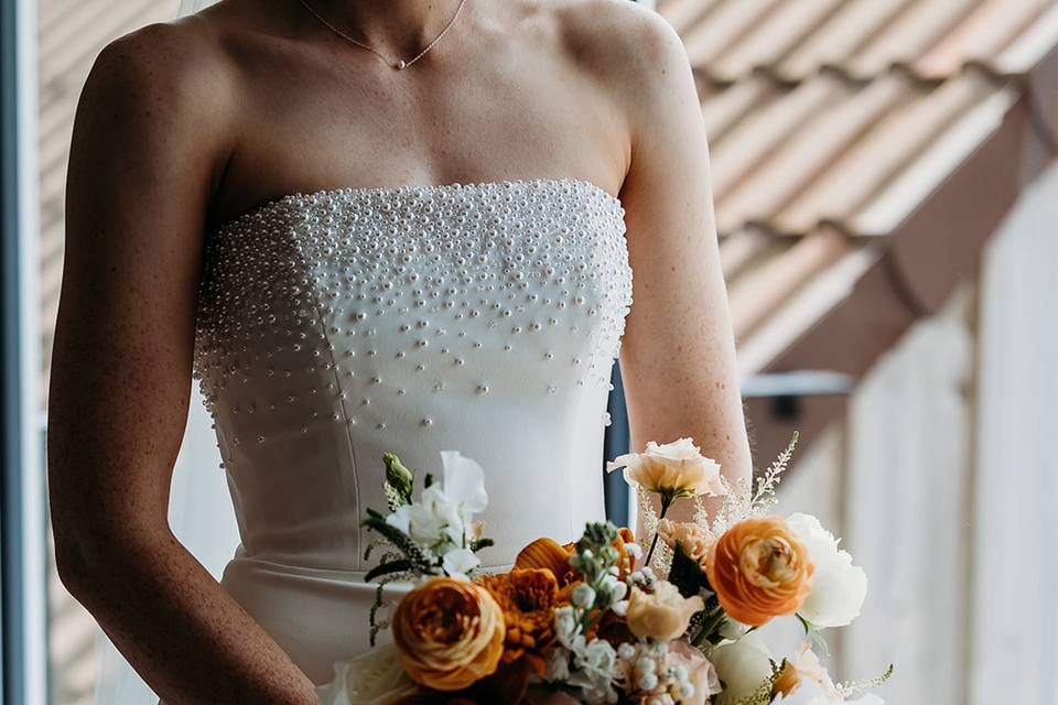 Bride with her bouquet