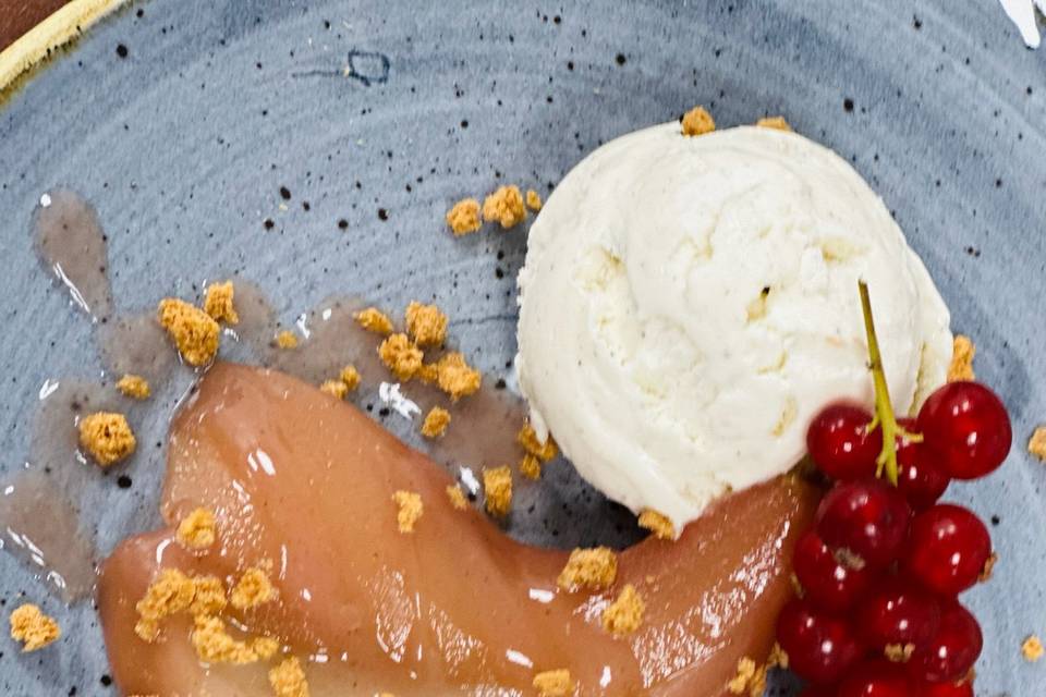 Red Velvet Tea Poached Pear